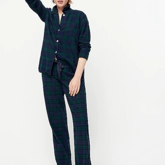J. Crew Other - J. Crew Plaid Pajamas Green Navy Blue Button Set
